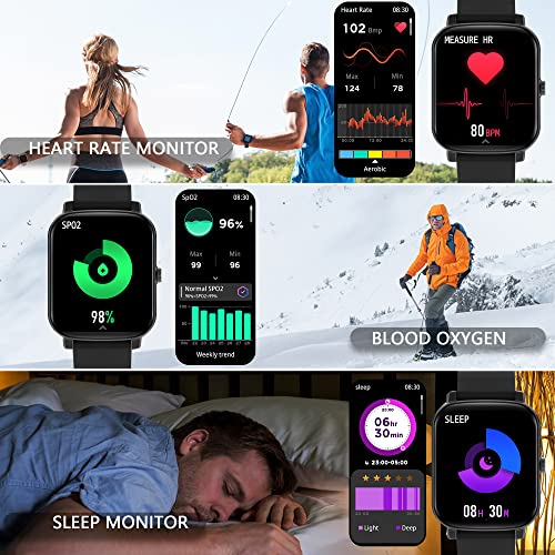Smart Watch (Make/Receive Call), 1.7 inches Waterproof Smartwatch GPS Fitness Tracker with Heart Rate Monitor AI Voice Sleep Tracker Blood Oxygen Pedometer for Android Phones iPhone Samsung Women Men
