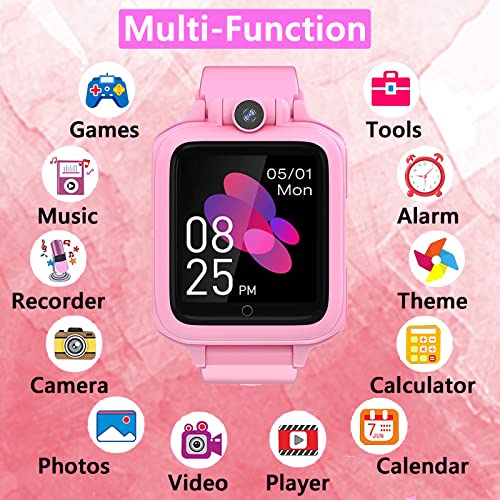 Smart watch for Girl Boy with 14 Puzzle Games MP3 Music Video Player Toddler watch Alarm Clock Camera Voice Recoder 1G SD Card Calculator Stopwatch Timer 3-12 years old watches Christmas Birthday gift