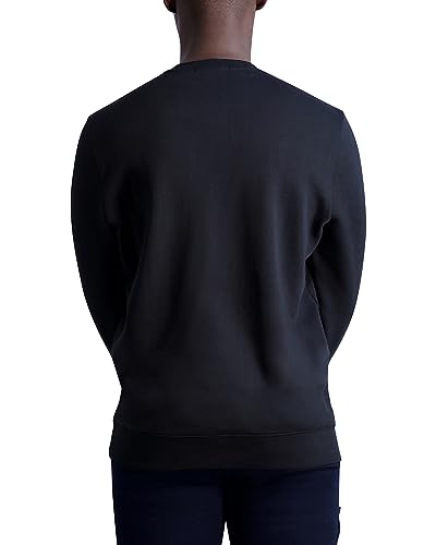 Karl Lagerfeld Paris Men's Color Block Solid Pullover, Long Sleeve, Black, Medium