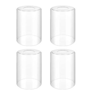 licperron clear glass lamp shade replacement 4 pack,5.5inch high, 3.9inch diameter, 1.69inch fitter, high transmittance cylinder glass lampshade covers for vanity wall light fixtures pendant light