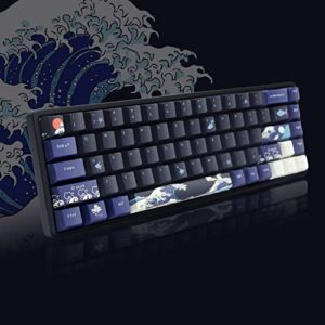 PBT Keycaps 60 Percent, Great Wave Off Kanagawa Japanese Keycaps, DYE-Sub Custom Keycaps Set, Cherry Profile Keycaps for 61/64/66/68 Cherry Gateron MX Switches Mechanical Keyboard, 78 Key Set