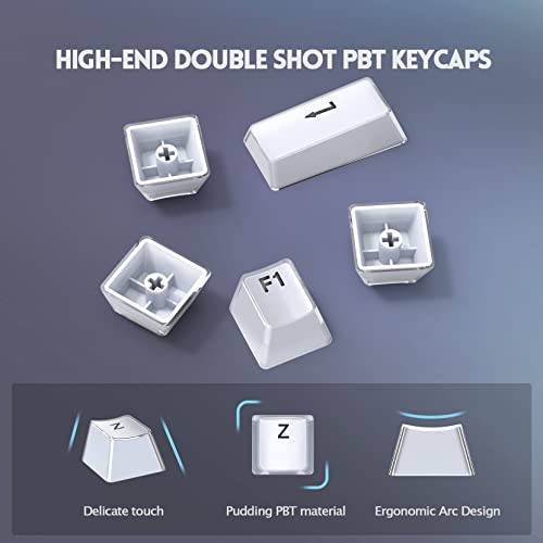 Pudding Keycaps-RisoPhy Double Shot PBT Keycap Set for Mechanical Keyboard,OEM Profile with Keycap Puller,Compatible with 104 Keys Full Size,80%,75%,60% Percent Keyboard-Crystal