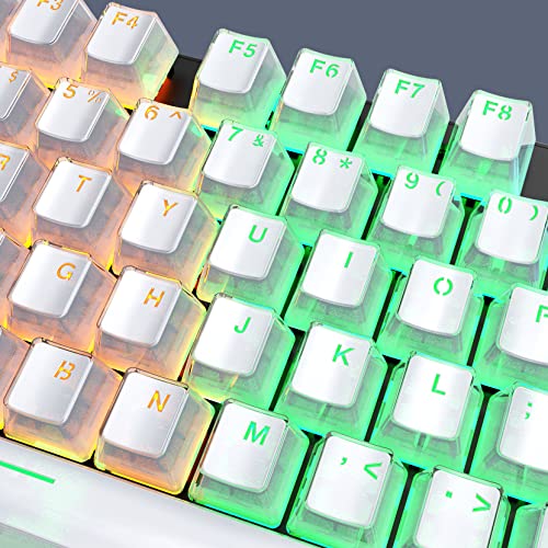 Pudding Keycaps-RisoPhy Double Shot PBT Keycap Set for Mechanical Keyboard,OEM Profile with Keycap Puller,Compatible with 104 Keys Full Size,80%,75%,60% Percent Keyboard-Crystal