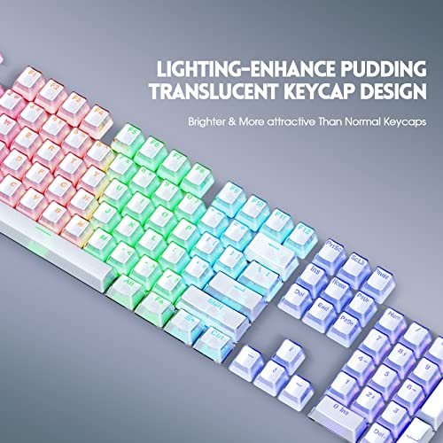 Pudding Keycaps-RisoPhy Double Shot PBT Keycap Set for Mechanical Keyboard,OEM Profile with Keycap Puller,Compatible with 104 Keys Full Size,80%,75%,60% Percent Keyboard-Crystal