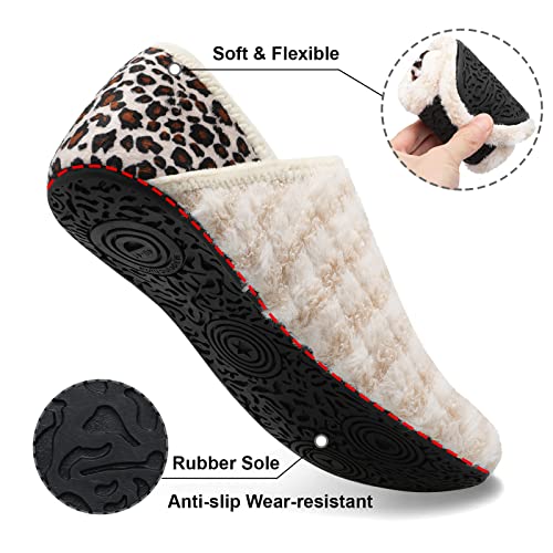 Fires Unisex Mens Slippers Womens Slippers Socks with Rubber Sole Fuzzy Slippers for Women Men House Slippers with Moisture-wicking Velvet Lining Around Home Shoes for with Non Slip Rubber SoleIndoor/Outdoor & Travel BeigeStripe 9.5-10 Women/8-8.5 Men