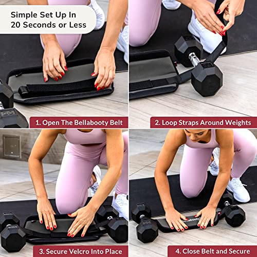 Bellabooty Exercise Hip Thrust Belt, Easy to Use with Dumbbells, Kettlebells, or Plates, Slip-Resistant Padding that Protects Your Hips for the Gym, Home Workouts, or On the Go