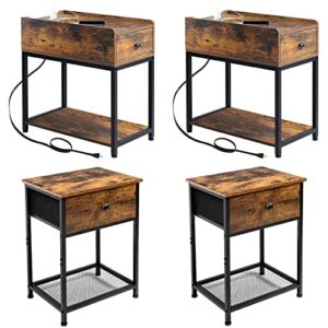amhancible nightstands set of 2, small end tables living room with drawer