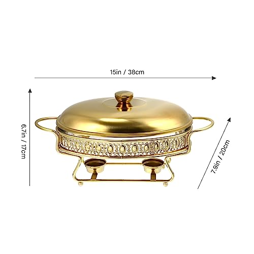 DOITOOL Buffet Food Tray Stainless Steel Chafing Buffet Dish Oval Chafer Full Size Food Warmer Heating Pan Large Capacity Serving Tray with Lid for Home Restaurant Canteen Warm Buffet Server