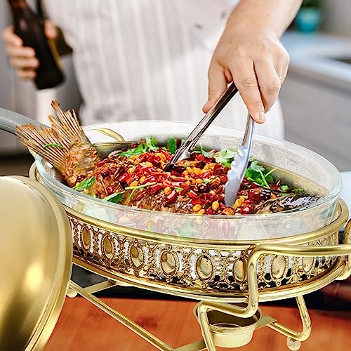 DOITOOL Buffet Food Tray Stainless Steel Chafing Buffet Dish Oval Chafer Full Size Food Warmer Heating Pan Large Capacity Serving Tray with Lid for Home Restaurant Canteen Warm Buffet Server