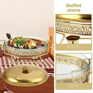 DOITOOL Buffet Food Tray Stainless Steel Chafing Buffet Dish Oval Chafer Full Size Food Warmer Heating Pan Large Capacity Serving Tray with Lid for Home Restaurant Canteen Warm Buffet Server