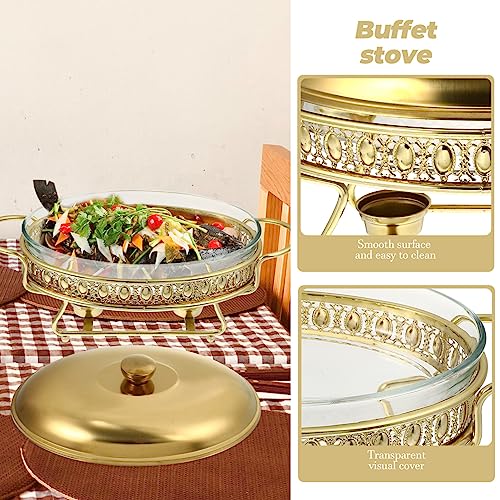 DOITOOL Buffet Food Tray Stainless Steel Chafing Buffet Dish Oval Chafer Full Size Food Warmer Heating Pan Large Capacity Serving Tray with Lid for Home Restaurant Canteen Warm Buffet Server