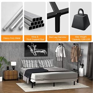 UJUJIA Full Size Metal Bed Frame Steel Slat Support Platform Bed Frames Heavy Duty 9 Legs Mattress Foundation Easy Assembly Adjustable Bed Frame Black