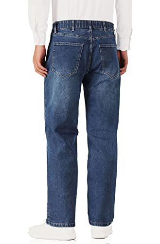 Soojun Men's Flex Waistband Relaxed Fit Straight Leg Jeans, Medium Stonewash, 36W x 30L