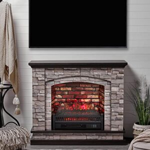 AMERLIFE Electric Fireplace with Mantel 44'' Laminate Finish TV Stand & 23'' Insert Heater Combination, Rustic Console Table with Fireplace for TVs up to 50'', Great for Living Room (HPT0038)