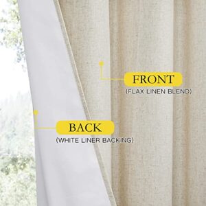 NICETOWN Natural 100% Blackout Linen Curtains 84 inch Long Burg for Living Room, Farmhouse Thick Completely Bedroom Thermal Insulated Drapes Window Treatment Panels (1 Pair, 52" Width Each Panel)