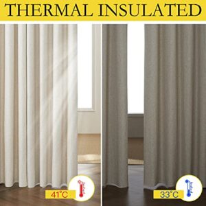 NICETOWN Natural 100% Blackout Linen Curtains 84 inch Long Burg for Living Room, Farmhouse Thick Completely Bedroom Thermal Insulated Drapes Window Treatment Panels (1 Pair, 52" Width Each Panel)