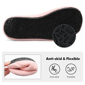 XIHALOOK House Slippers for Women Indoor Home Shoes Warm Barefoot Slippers Anti-slip Pink, 9.5-10 Women/8-8.5 Men