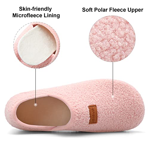 XIHALOOK House Slippers for Women Indoor Home Shoes Warm Barefoot Slippers Anti-slip Pink, 9.5-10 Women/8-8.5 Men