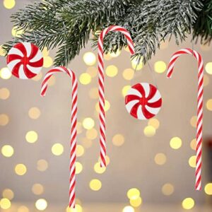 60Pcs Candy Canes Christmas Tree Decorations-Plastic Peppermint Candy Cane Ornaments for Christmas Tree Decor Candy Lollipop Craft Christmas Party Supplies