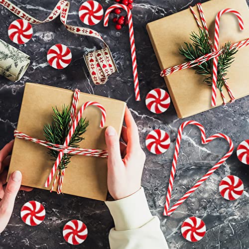 60Pcs Candy Canes Christmas Tree Decorations-Plastic Peppermint Candy Cane Ornaments for Christmas Tree Decor Candy Lollipop Craft Christmas Party Supplies