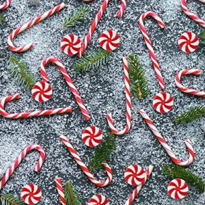60Pcs Candy Canes Christmas Tree Decorations-Plastic Peppermint Candy Cane Ornaments for Christmas Tree Decor Candy Lollipop Craft Christmas Party Supplies