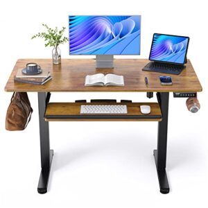 ErGear Electric Standing Desk with Full Size Keyboard Tray, Adjustable Height Sit Stand Up Desk, Home Office Desk Computer Workstation, 48x24 Inches, Vintage Brown