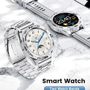 Smart Watches for Men, Smartwatches with Bluetooth Voice Call, 1.32" Touchscreen Smart Watch for Android iOS with Heart Rate/Sleep Monitor/20 Sports, IP67 Waterproof Split Screen Fitness Watch, Silver