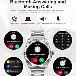 Smart Watches for Men, Smartwatches with Bluetooth Voice Call, 1.32" Touchscreen Smart Watch for Android iOS with Heart Rate/Sleep Monitor/20 Sports, IP67 Waterproof Split Screen Fitness Watch, Silver