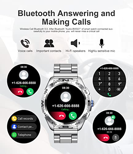 Smart Watches for Men, Smartwatches with Bluetooth Voice Call, 1.32" Touchscreen Smart Watch for Android iOS with Heart Rate/Sleep Monitor/20 Sports, IP67 Waterproof Split Screen Fitness Watch, Silver