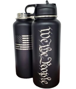 wtp we the people american flag stainless steel water bottle insulated - double walled two-sided laser engraved hydration bottle hot or cold / 32 oz us constitution