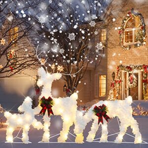 Christmas Decorations Outdoor Yard Set of 3 Lighted Reindeer Xmas Holiday Indoor Outdoor Decor, Pefect Outside Yard Lawn Indoor Christmas Tree Lighted Decor