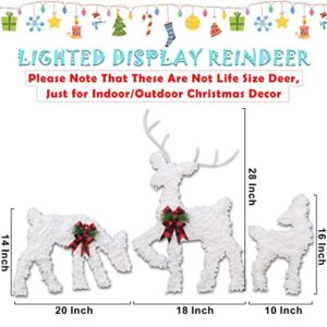 Christmas Decorations Outdoor Yard Set of 3 Lighted Reindeer Xmas Holiday Indoor Outdoor Decor, Pefect Outside Yard Lawn Indoor Christmas Tree Lighted Decor
