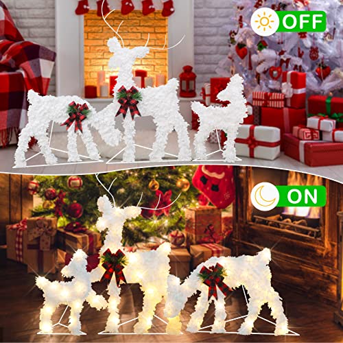 Christmas Decorations Outdoor Yard Set of 3 Lighted Reindeer Xmas Holiday Indoor Outdoor Decor, Pefect Outside Yard Lawn Indoor Christmas Tree Lighted Decor