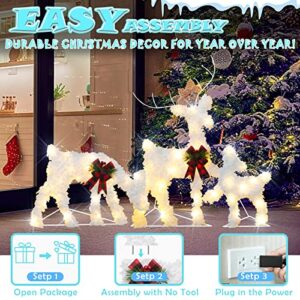 Christmas Decorations Outdoor Yard Set of 3 Lighted Reindeer Xmas Holiday Indoor Outdoor Decor, Pefect Outside Yard Lawn Indoor Christmas Tree Lighted Decor