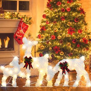 Christmas Decorations Outdoor Yard Set of 3 Lighted Reindeer Xmas Holiday Indoor Outdoor Decor, Pefect Outside Yard Lawn Indoor Christmas Tree Lighted Decor