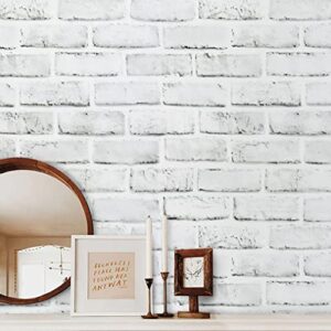 timeet brick wallpaper peel and stick wallpaper white grey brick contact paper 3d brick wall paper stick and peel wallpaper removable for bedroom living room decoration 17.7in x 78.7in