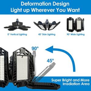 Led Garage Light, 2 Pack 240w Led Workshop Ceiling Light 24000LM, E26/E27 6500k Daylight Ultra Bright Garage Lighting , Deformable 7+1 Adjustable Panels Basement Bulb For Barn, Warehouse, Garage