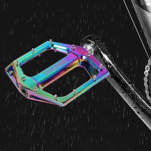 MZYRH Road/Mountain Bike Pedals MTB Pedals Aluminum Alloy Bicycle Pedals 9/16" Sealed Bearing Lightweight Platform for Road Mountain BMX MTB Bike Rainbow