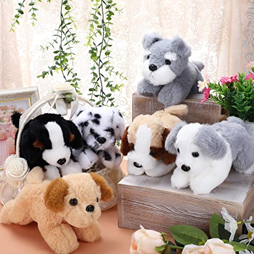 6 Pcs 8 Inch Dog Stuffed Animal Plush Dog Puppy Soft Plush Dog Pillow Toy Fluffy Puppy Set for Kids Girls Dog Theme Party Favor Birthday Baby Room Home Decor (Mixed Color, Mixed Style)