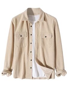 zaful pocket patch solid color corduroy shirt coffee m