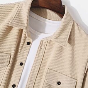 ZAFUL Pocket Patch Solid Color Corduroy Shirt Coffee M