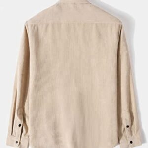 ZAFUL Pocket Patch Solid Color Corduroy Shirt Coffee M