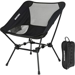 marchway ultralight folding camping chair, heavy duty portable compact for outdoor camp, travel, beach, picnic, festival, hiking, lightweight backpacking (black)