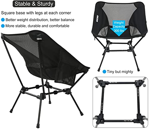 MARCHWAY Ultralight Folding Camping Chair, Heavy Duty Portable Compact for Outdoor Camp, Travel, Beach, Picnic, Festival, Hiking, Lightweight Backpacking (Black)