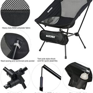 MARCHWAY Ultralight Folding Camping Chair, Heavy Duty Portable Compact for Outdoor Camp, Travel, Beach, Picnic, Festival, Hiking, Lightweight Backpacking (Black)