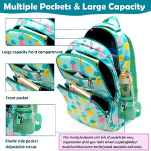 BLUEFAIRY Pinapple Girls Backpack for Kids Bookbag Teens Girls Elementary School Bags Lightweight Waterproof Bag for Child