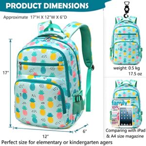 BLUEFAIRY Pinapple Girls Backpack for Kids Bookbag Teens Girls Elementary School Bags Lightweight Waterproof Bag for Child