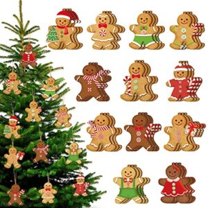 36pcs christmas wooden gingerbread man ornaments gingerbread wood ornament ginger man christmas tree hanging decorations gingerbread figurines pendant presents for xmas home party favor supplies