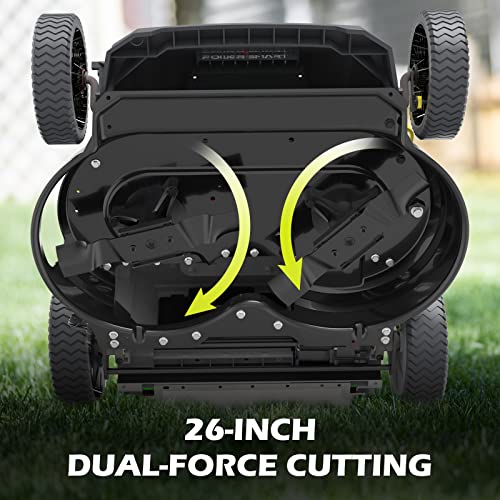 PowerSmart 26-Inch Self-Propelled Lawn Mower, 80V Lithium-Ion Dual-Force Cutting Cordless Lawn Mower with 6.0Ah Battery & Charger