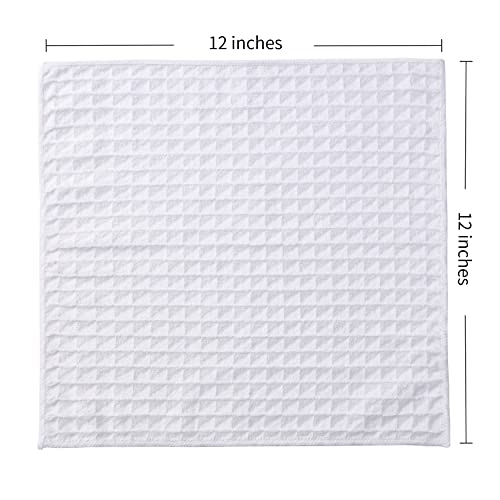 Microfiber Premium Dish Cloths, 12 x 12 inches, Super Absorbent and Soft, Waffle Weave Designed Lint-Free Reusable Kitchen Towels, Perfect for Household Cleaning (Pink&White, 6)